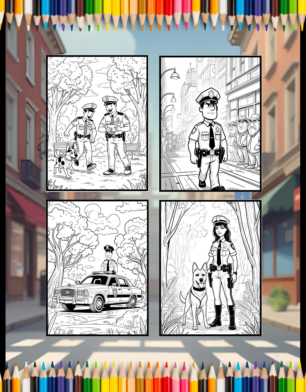 Cool Police Officer Coloring Book Gift for Adults Kids Boys Girls Teens 50 Pages Single Sided Police Officer Coloring Pages