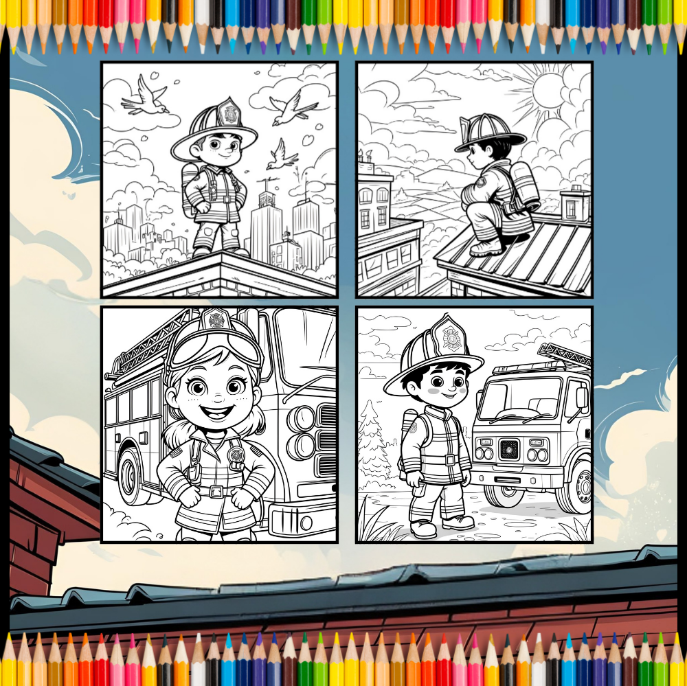 Cool Firefighter Coloring Book Gift for Adults Men Women Kids Boys Girls Teens Bold and Easy Stress Relief Firefighter Coloring Book