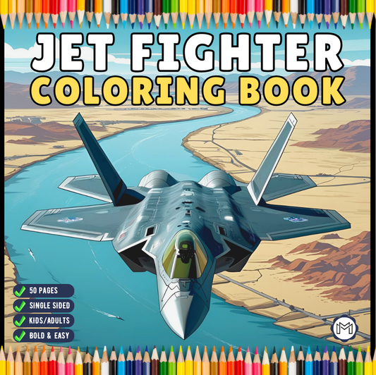 Military Jet Fighter Plane Coloring Book for Kids Adults Boys Girls 50 Pages Single Sided Plane Coloring Book Airplane Coloring Book Gift