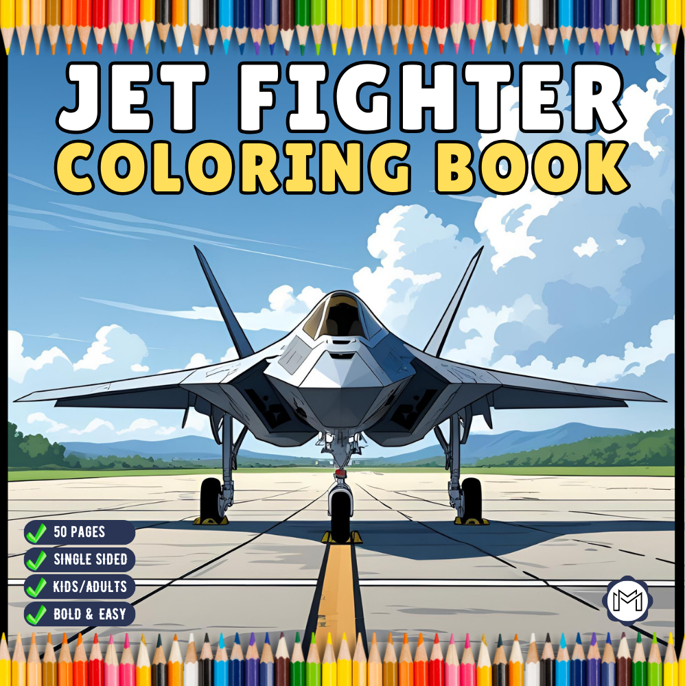 Military Jet Fighter Plane Coloring Book for Kids Adults Boys Girls 50 Pages Single Sided Plane Coloring Book Airplane Coloring Book Gift