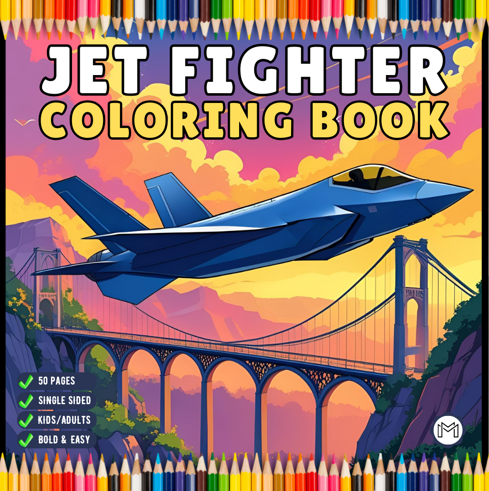 Military Jet Fighter Plane Coloring Book for Kids Adults Boys Girls 50 Pages Single Sided Plane Coloring Book Airplane Coloring Book Gift