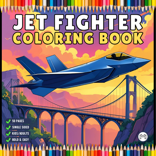 Military Jet Fighter Plane Coloring Book for Kids Adults Boys Girls 50 Pages Single Sided Plane Coloring Book Airplane Coloring Book Gift