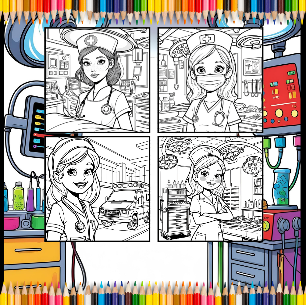 Nurse Coloring Book Gift for Adults Men Women Kids Young Boys Girls Teens Bold and Easy Stress Relief ER Nurse Coloring Sheets