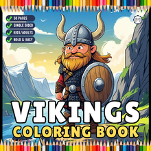 Load image into Gallery viewer, Cute Vikings Coloring Book for Kids Teens Adults Norse Warrior Mythology Single Sided Pages Fun Stress Relief Activity
