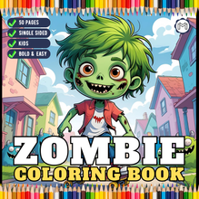 Load image into Gallery viewer, Creepy Cute Zombie Coloring Book for Kids Teens Spooky Halloween Activity Single Sided Pages Fun Horror Gift
