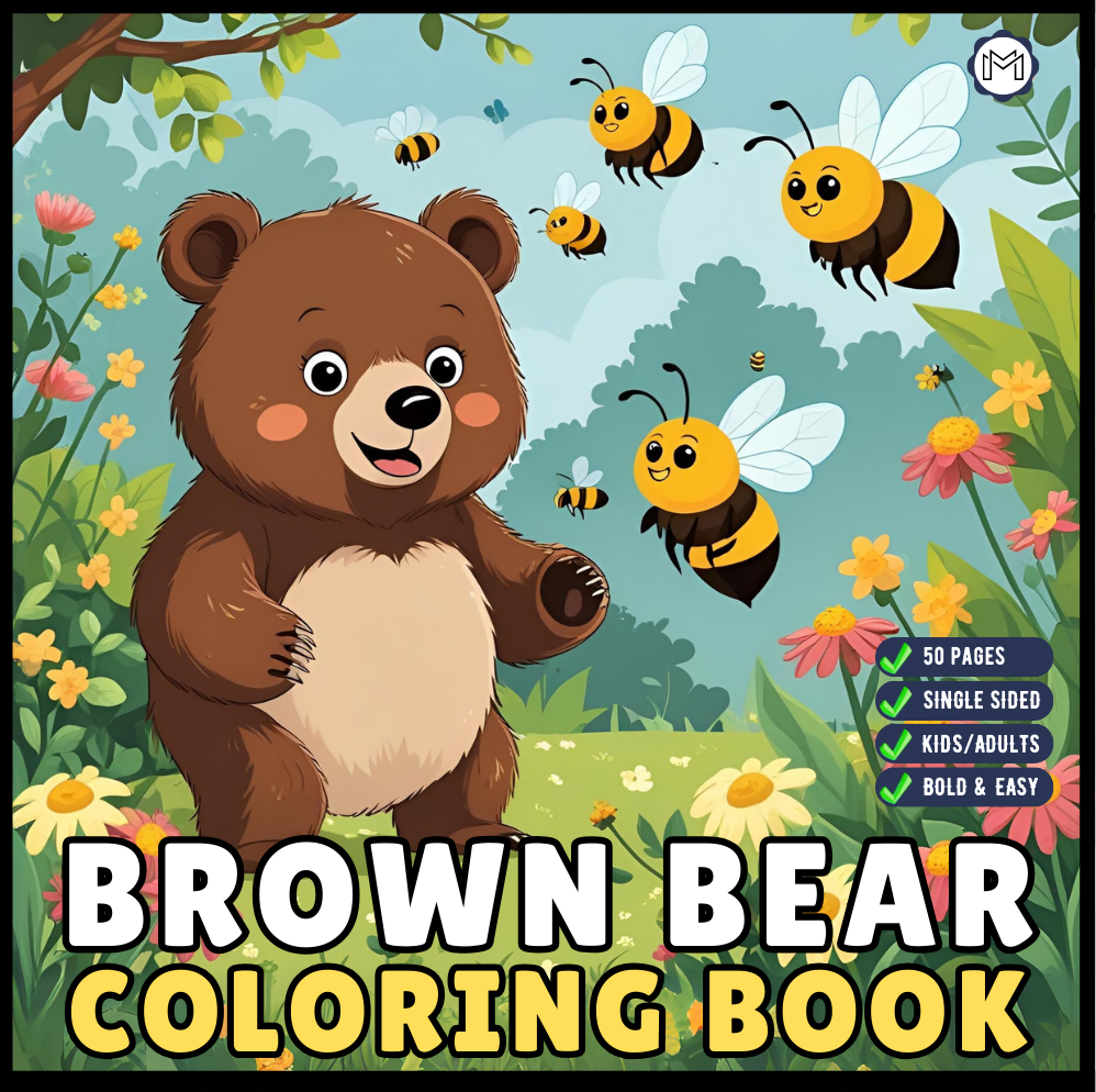Cute Brown Bear Coloring Book Gift for Adults Kids Men Women Young Boys Girls Teens Cool Cozy Teddy Bear Coloring Activity Book