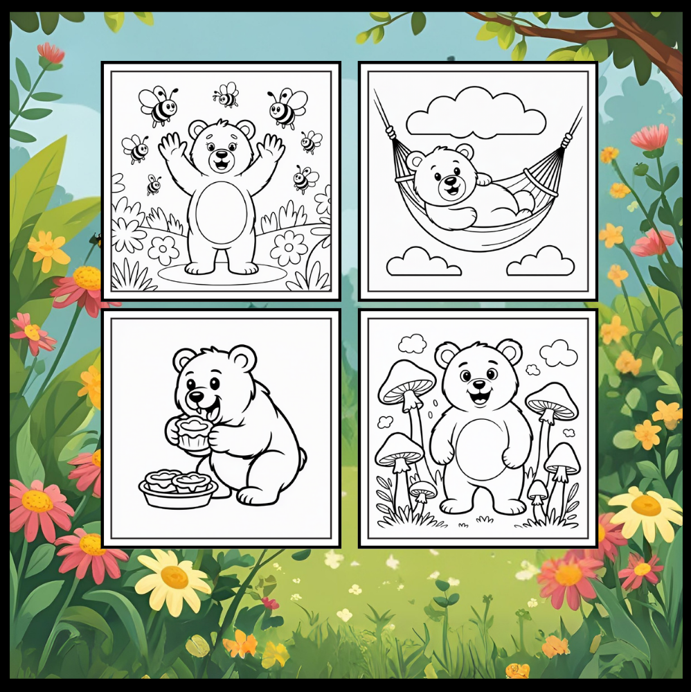 Cute Brown Bear Coloring Book Gift for Adults Kids Men Women Young Boys Girls Teens Cool Cozy Teddy Bear Coloring Activity Book