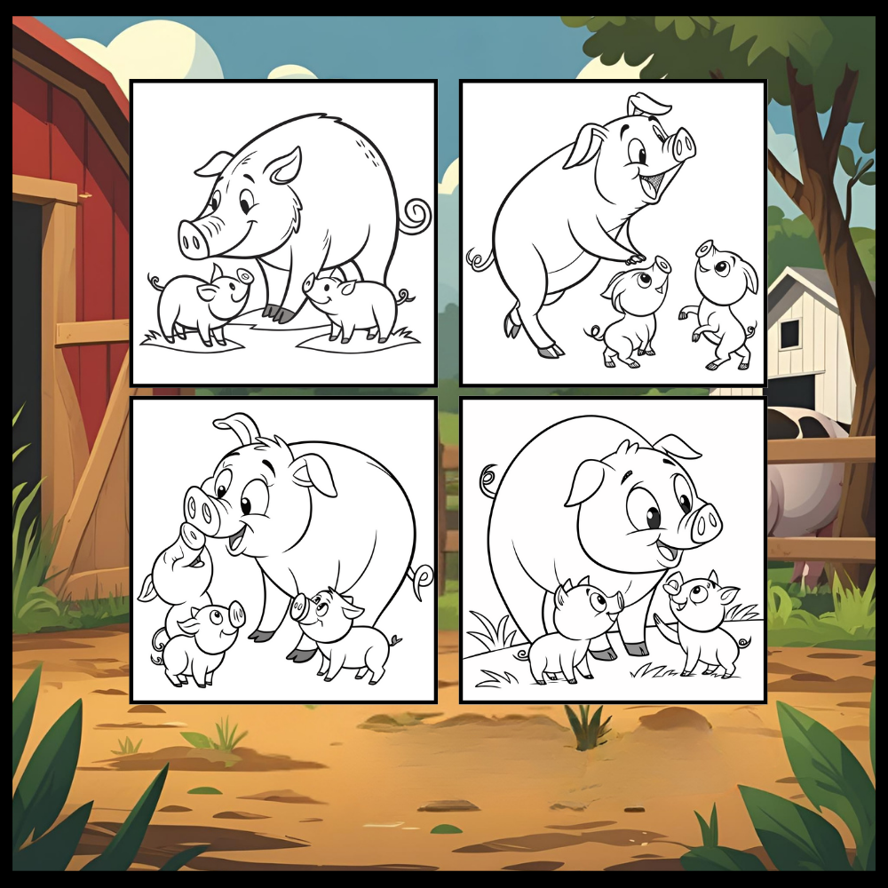 50 Pages Single Sided Cute Pig Coloring Book Gift for Adults Men Women Kids Young Boys Girls Teens Cool Piggy Coloring Activity Book