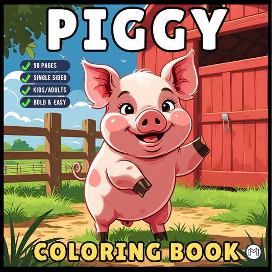 50 Pages Single Sided Cute Pig Coloring Book Gift for Adults Men Women Kids Young Boys Girls Teens Cool Piggy Coloring Activity Book