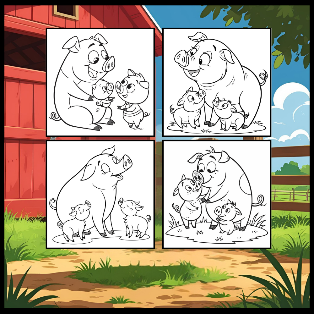 50 Pages Single Sided Cute Pig Coloring Book Gift for Adults Men Women Kids Young Boys Girls Teens Cool Piggy Coloring Activity Book