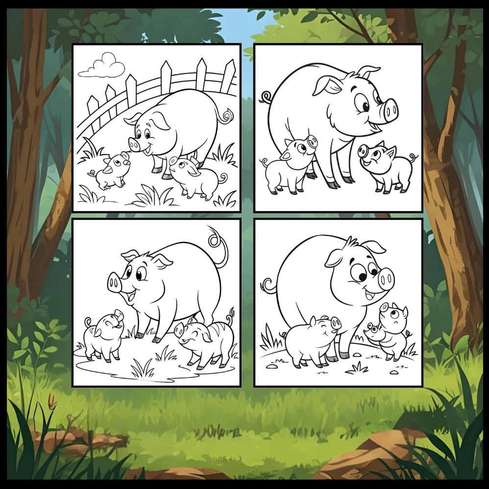 50 Pages Single Sided Cute Pig Coloring Book Gift for Adults Men Women Kids Young Boys Girls Teens Cool Piggy Coloring Activity Book