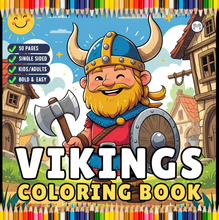 Load image into Gallery viewer, Cute Vikings Coloring Book for Kids Teens Adults Norse Warrior Mythology Single Sided Pages Fun Stress Relief Activity
