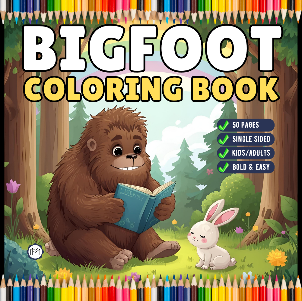 Cute Bigfoot Sasquatch Coloring Book Gift for Adults Kids Boys Girls Teens Cool Funny Bigfoot Mythical Creature Coloring Activity Book