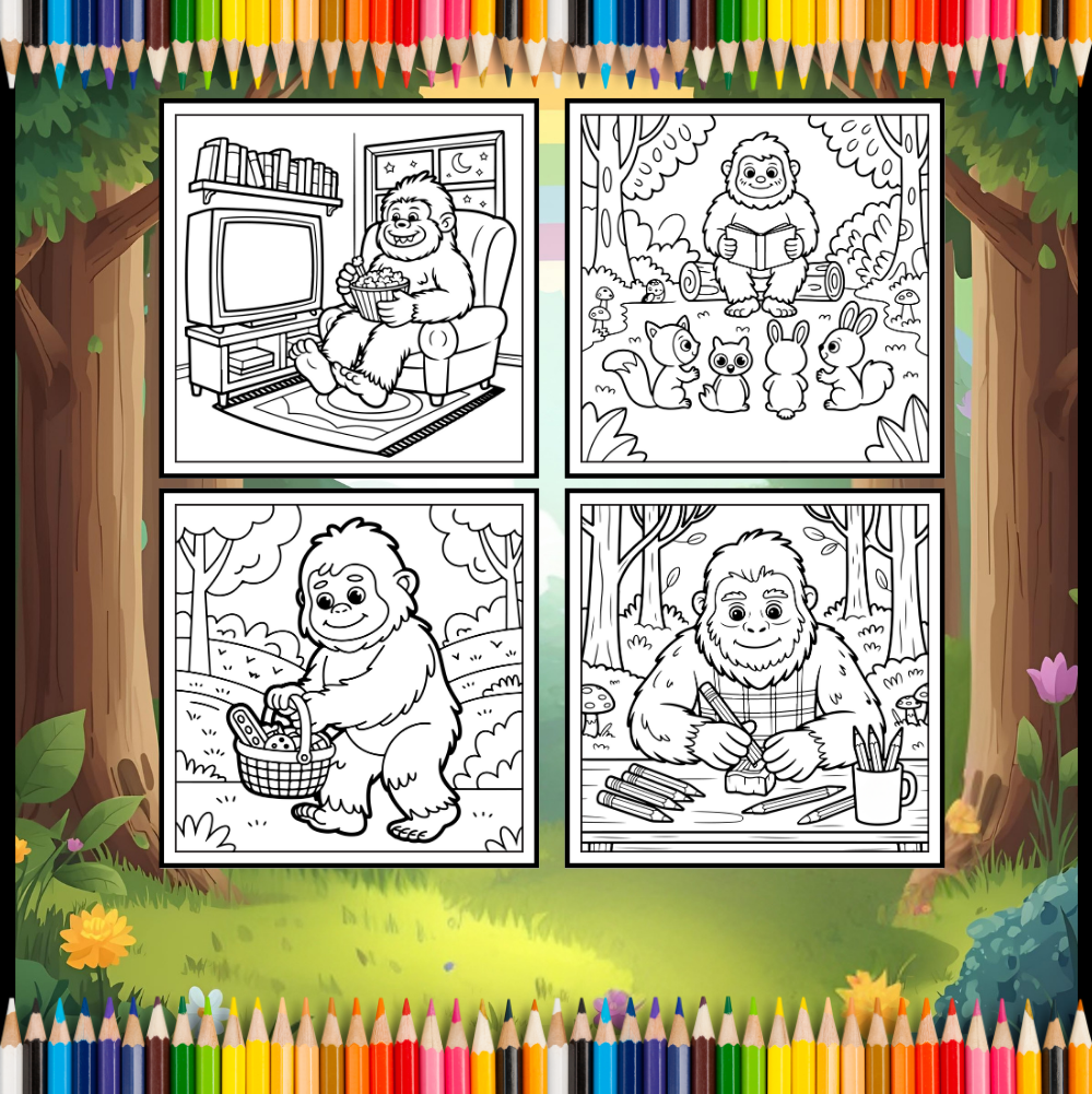 Cute Bigfoot Sasquatch Coloring Book Gift for Adults Kids Boys Girls Teens Cool Funny Bigfoot Mythical Creature Coloring Activity Book