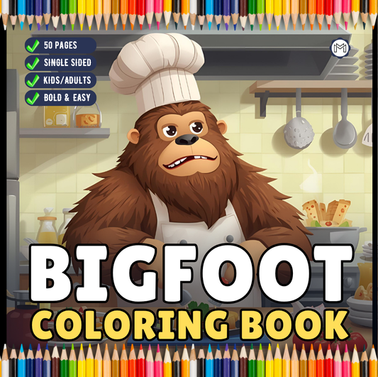 Cute Bigfoot Sasquatch Coloring Book Gift for Adults Kids Boys Girls Teens Cool Funny Bigfoot Mythical Creature Coloring Activity Book