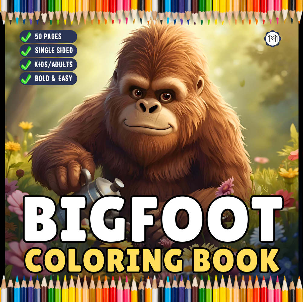 Cute Bigfoot Sasquatch Coloring Book Gift for Adults Kids Boys Girls Teens Bold and Easy Stress Relief Bigfoot Coloring Book