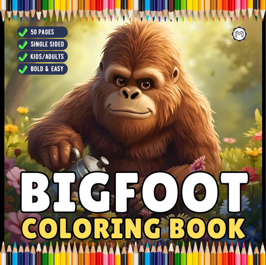 Cute Bigfoot Sasquatch Coloring Book Gift for Adults Kids Boys Girls Teens Bold and Easy Stress Relief Bigfoot Coloring Book