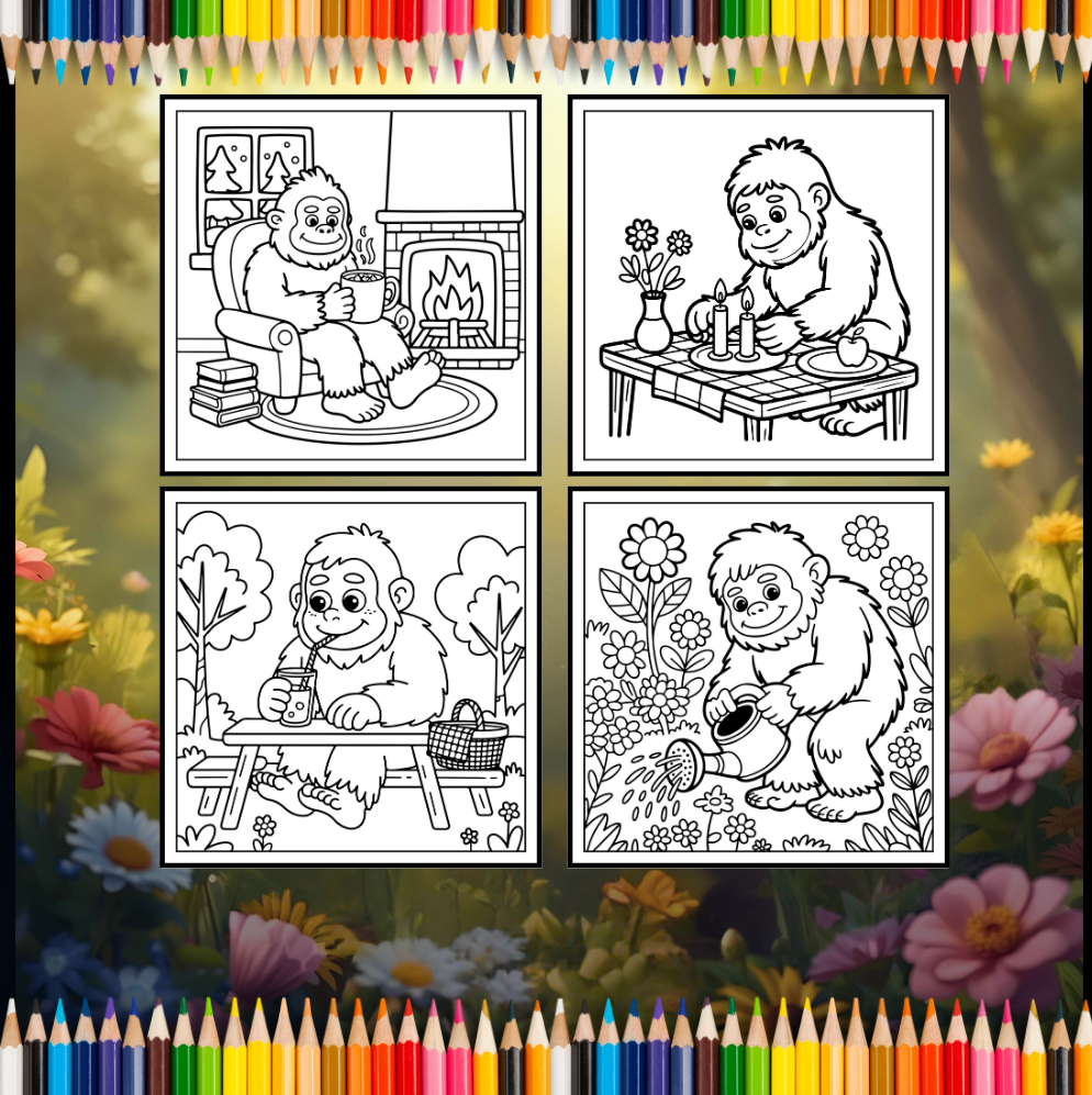 Cute Bigfoot Sasquatch Coloring Book Gift for Adults Kids Boys Girls Teens Bold and Easy Stress Relief Bigfoot Coloring Book