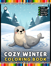 Load image into Gallery viewer, Cozy Winter Animals Coloring Book Cute Holiday Pages for Kids Teens Adults Single Sided Bold &amp; Easy Relaxation Gift
