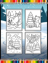 Load image into Gallery viewer, Cozy Winter Animals Coloring Book Cute Holiday Pages for Kids Teens Adults Single Sided Bold &amp; Easy Relaxation Gift

