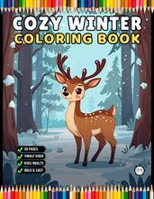 Load image into Gallery viewer, Cozy Winter Animals Coloring Book Cute Holiday Pages for Kids Teens Adults Single Sided Bold &amp; Easy Relaxation Gift
