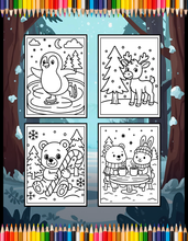 Load image into Gallery viewer, Cozy Winter Animals Coloring Book Cute Holiday Pages for Kids Teens Adults Single Sided Bold &amp; Easy Relaxation Gift

