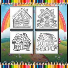 Load image into Gallery viewer, Cute Christmas Gingerbread House Coloring Book Whimsical Candy Holiday Pages for Kids Teens Adults Festive Relaxation Gift
