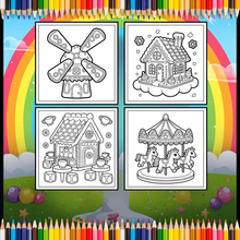 Load image into Gallery viewer, Cute Christmas Gingerbread House Coloring Book Whimsical Candy Holiday Pages for Kids Teens Adults Festive Relaxation Gift
