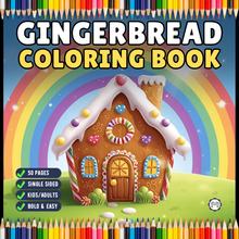 Load image into Gallery viewer, Cute Christmas Gingerbread House Coloring Book Whimsical Candy Holiday Pages for Kids Teens Adults Festive Relaxation Gift
