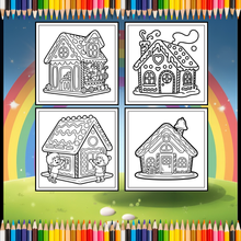 Load image into Gallery viewer, Cute Christmas Gingerbread House Coloring Book Whimsical Candy Holiday Pages for Kids Teens Adults Festive Relaxation Gift

