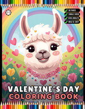 Load image into Gallery viewer, Cute Lama Valentine’s Day Coloring Book Bold Easy Pages for Kids Teens Adults Stress Relief Relaxation Gift
