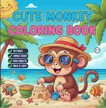 Load image into Gallery viewer, Cute Monkey Coloring Book for Kids Adults Fun Zoo Animal Pages, Stress Relief Creative Activity Coloring Book
