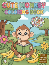 Load image into Gallery viewer, Cute Monkey Coloring Book for Kids Adults Fun Zoo Animal Pages, Stress Relief Creative Activity Coloring Book
