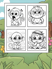 Load image into Gallery viewer, Cute Monkey Coloring Book for Kids Adults Fun Zoo Animal Pages, Stress Relief Creative Activity Coloring Book
