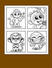 Load image into Gallery viewer, Cute Monkey Coloring Book for Kids Adults Fun Zoo Animal Pages, Stress Relief Creative Activity Coloring Book

