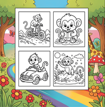Load image into Gallery viewer, Cute Monkey Coloring Book for Kids Adults Fun Zoo Animal Pages, Stress Relief Creative Activity Coloring Book
