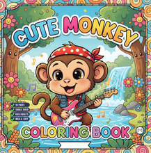 Load image into Gallery viewer, Cute Monkey Coloring Book for Kids Adults Fun Zoo Animal Pages, Stress Relief Creative Activity Coloring Book
