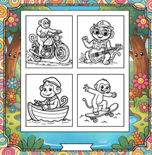 Load image into Gallery viewer, Cute Monkey Coloring Book for Kids Adults Fun Zoo Animal Pages, Stress Relief Creative Activity Coloring Book
