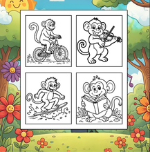 Load image into Gallery viewer, Cute Monkey Coloring Book for Kids Adults Fun Zoo Animal Pages, Stress Relief Creative Activity Coloring Book
