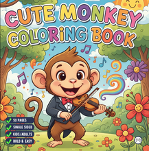 Load image into Gallery viewer, Cute Monkey Coloring Book for Kids Adults Fun Zoo Animal Pages, Stress Relief Creative Activity Coloring Book
