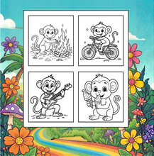 Load image into Gallery viewer, Cute Monkey Coloring Book for Kids Adults Fun Zoo Animal Pages, Stress Relief Creative Activity Coloring Book

