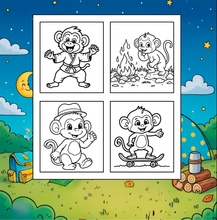 Load image into Gallery viewer, Cute Monkey Coloring Book for Kids Adults Fun Zoo Animal Pages, Stress Relief Creative Activity Coloring Book
