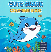 Load image into Gallery viewer, Cute Funny Shark Coloring Book for Kids Adults Ocean Animals Relaxing Marine Life Pages Coloring Book
