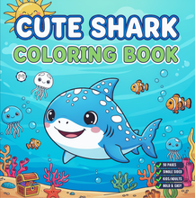 Load image into Gallery viewer, Cute Funny Shark Coloring Book for Kids Adults Ocean Animals Relaxing Marine Life Pages Coloring Book
