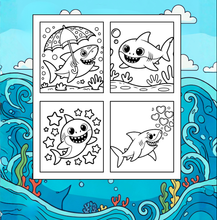 Load image into Gallery viewer, Cute Funny Shark Coloring Book for Kids Adults Ocean Animals Relaxing Marine Life Pages Coloring Book
