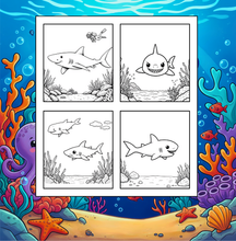 Load image into Gallery viewer, Cute Funny Shark Coloring Book for Kids Adults Ocean Animals Relaxing Marine Life Pages Coloring Book
