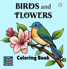 Load image into Gallery viewer, Cute Birds Flowers Coloring Book for Adults Kids Easy Nature Pages for Relaxation and Stress Relief
