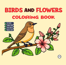 Load image into Gallery viewer, Cute Birds Flowers Coloring Book for Adults Kids Easy Nature Pages for Relaxation and Stress Relief
