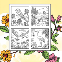 Load image into Gallery viewer, Cute Birds Flowers Coloring Book for Adults Kids Easy Nature Pages for Relaxation and Stress Relief
