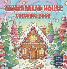 Load image into Gallery viewer, Christmas Gingerbread House Coloring Book Cute Holiday Gingerbread Homes for Kids Teens Adults Easy Cozy Winter Coloring Pages
